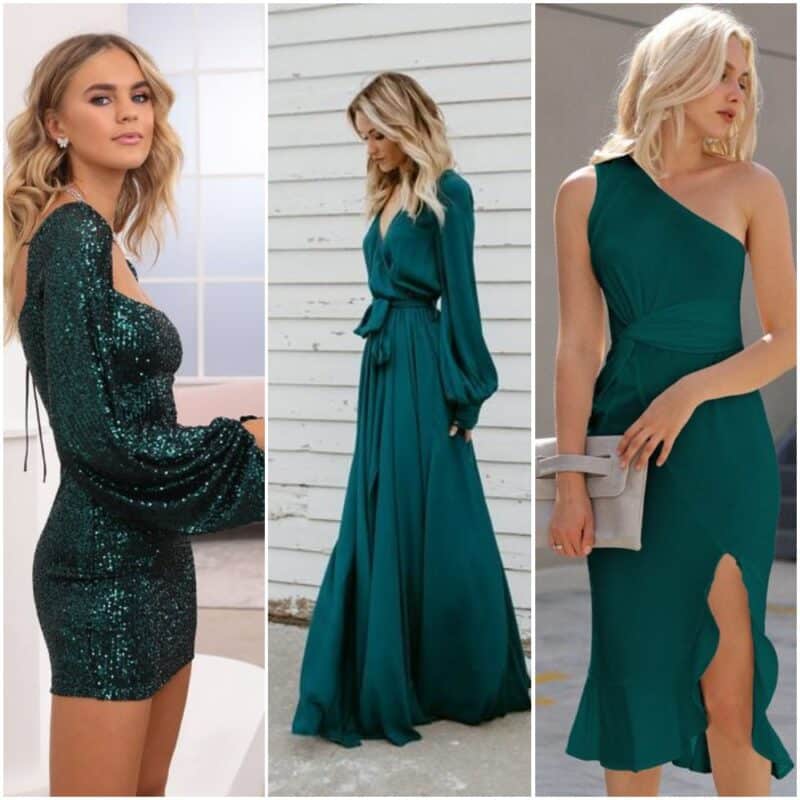 ▷ Outfits de noche vestidos verde esmeralda Como combinarlo 2023 -