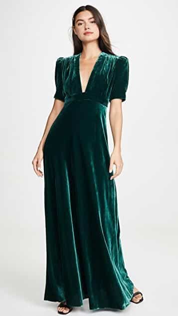 vestido clargo terciopelo verde esmeralda