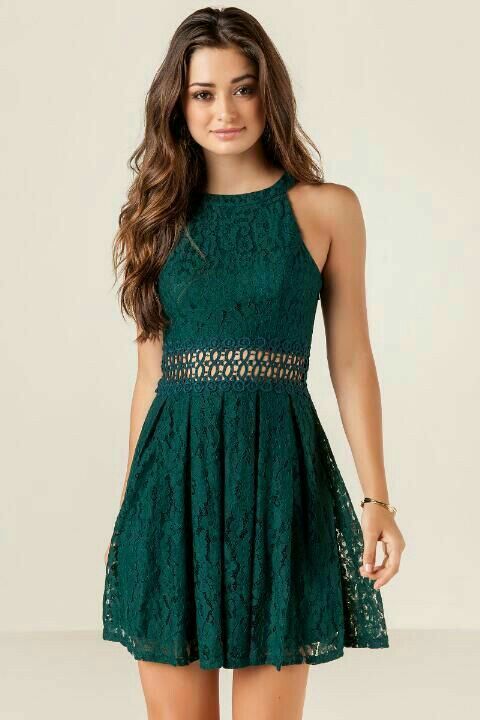 vestido corto juvenil pverde esmeralda