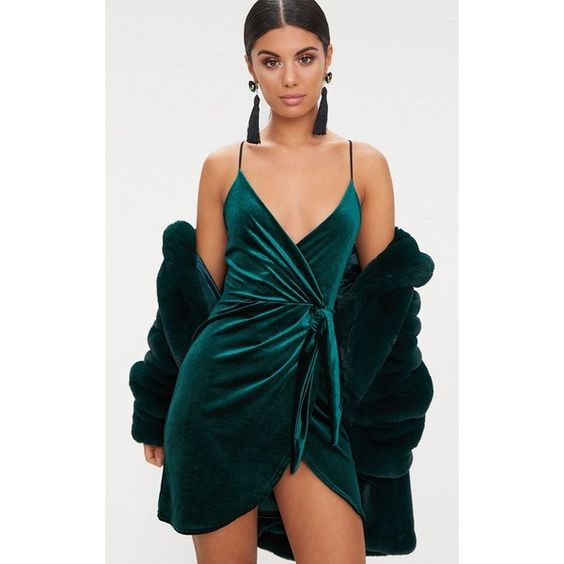 vestido corto terciopelo verde esmeralda
