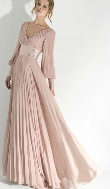 vestido largo juvenil rosa palido