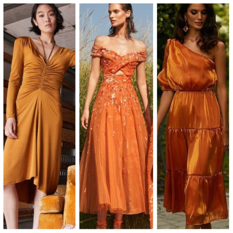 naranja oxido colores vestidos de noche 2023